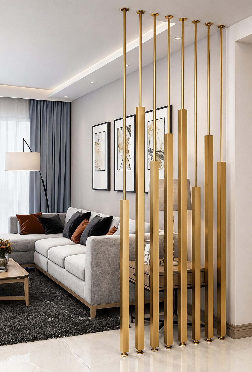 Vertical gold architectural screen